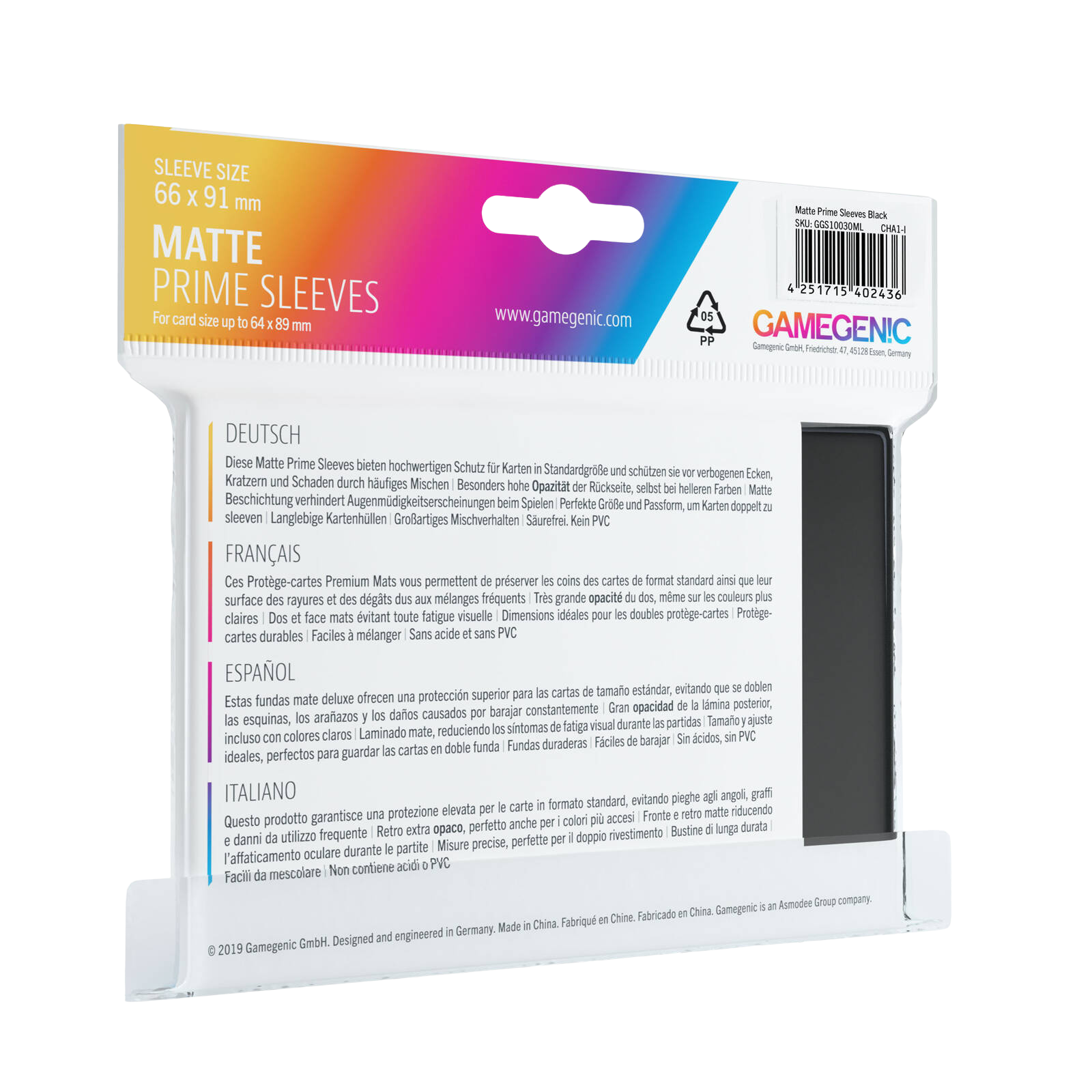 Gamegenic – Matte Prime Black kártyavédő (100 db)