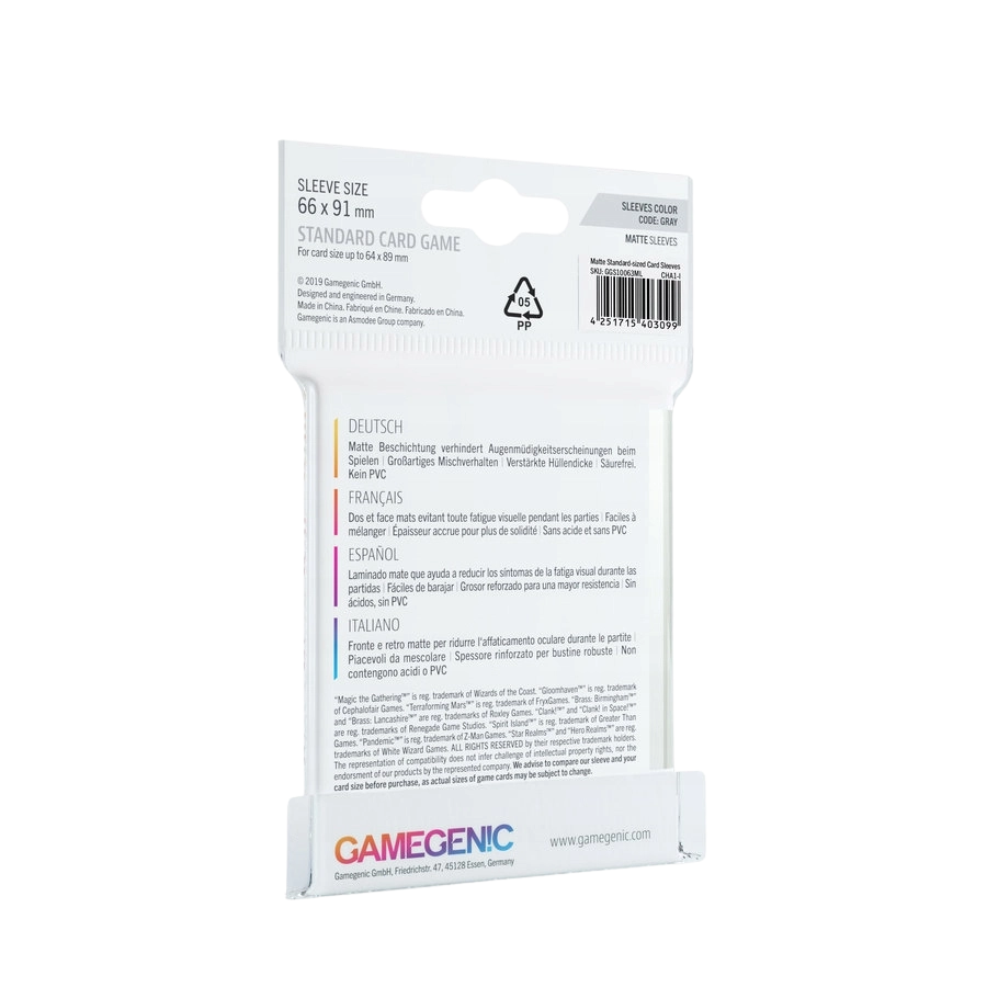 Gamegenic – Matte Standard Card Game Sleeves – Clear